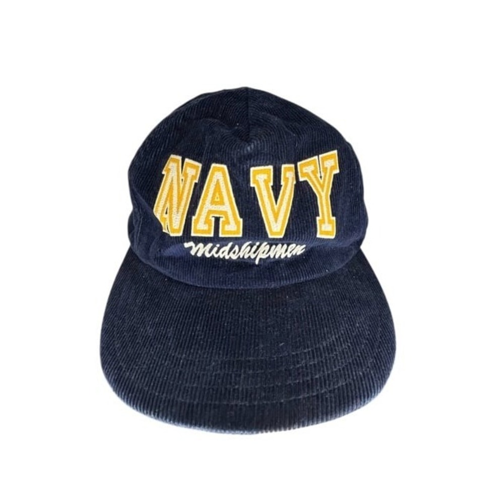 Vintage 90's US Navy Midshipmen Corduroy SnapBack Hat Made In USA‎